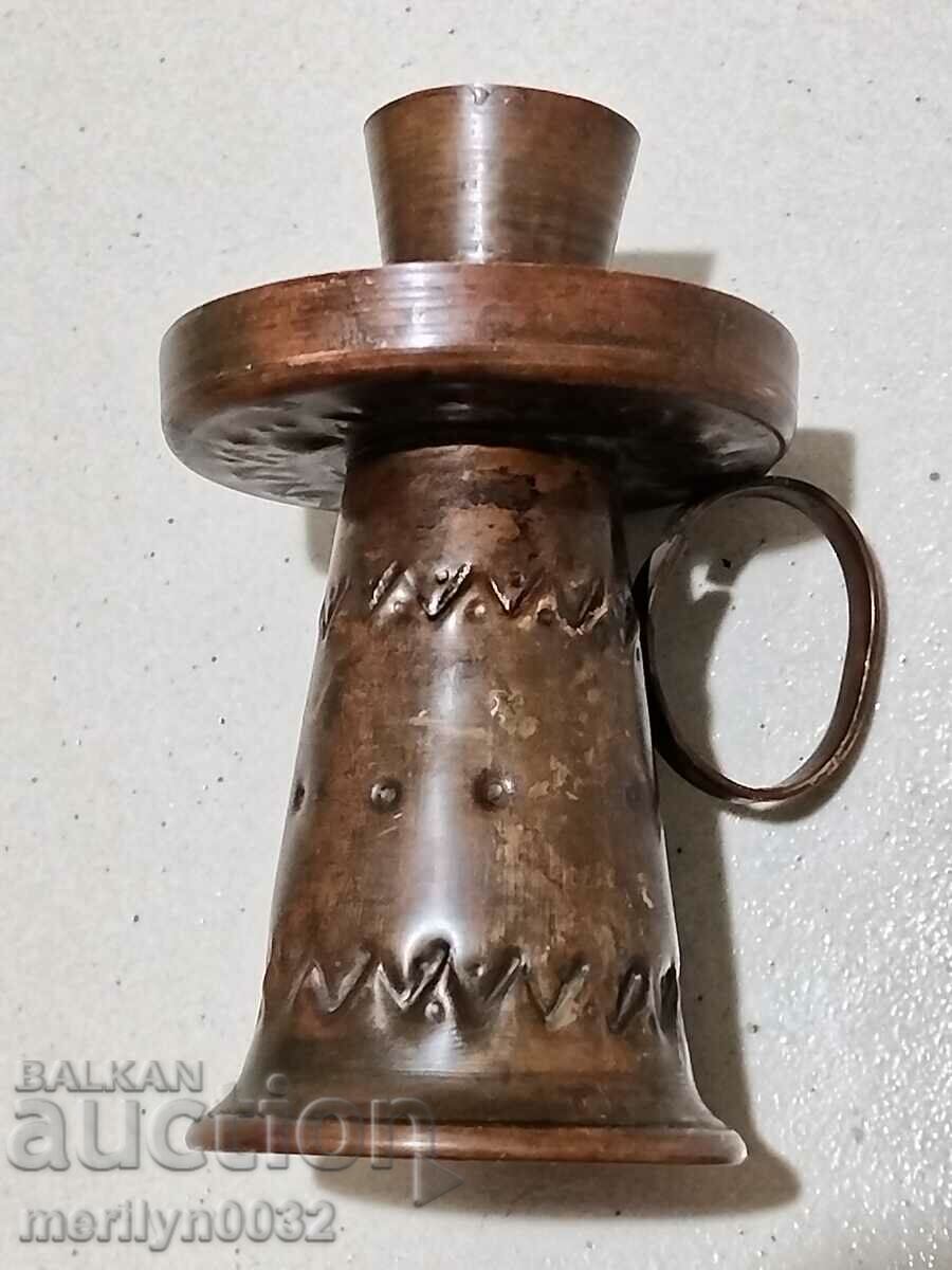 Old wrought copper candlestick from the social period, candle with price 43.00 BGN | € 21.99