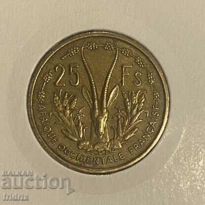 Africa de Vest Franceză 25 de franci / Africa de Vest Franceză 25 de franci 1956