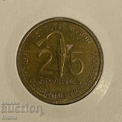 Togo FZA 25 francs / French West Africa Togo 25 francs 1957