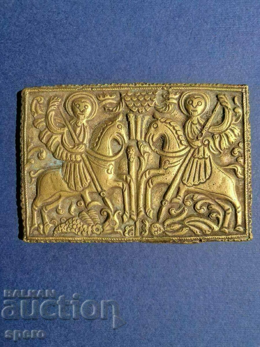 Bronze icon. St. George / St. Dimitar with price 185.00 BGN | € 94.59 Bronze icon. St. George / St. Dimitar with price 185.00 BGN | € 94.59