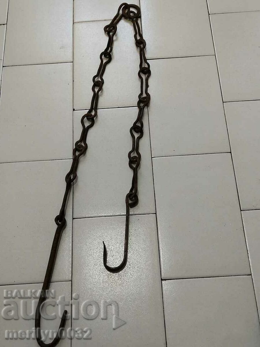 Old wrought iron chain with hook, hearth chain hook chain with price 42.00 BGN | € 21.47 Old wrought iron chain with hook, hearth chain hook chain with price 42.00 BGN | € 21.47