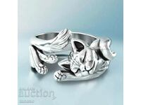 Women's ring with kitten, free size