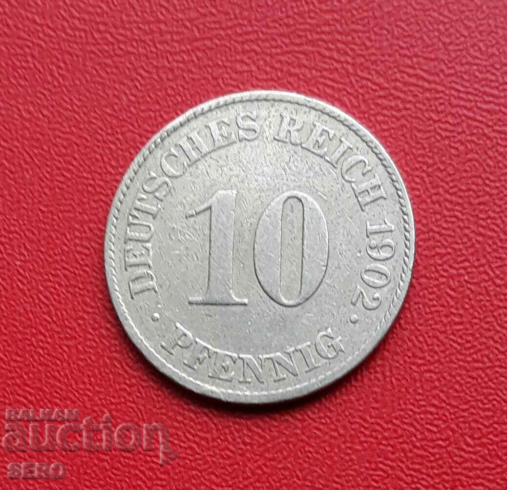 Germany-10 Pfennig 1902 J-Hamburg