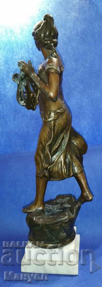 Auction Old sculpture "Nymph with Lyre". Auction Old sculpture "Nymph with Lyre".
