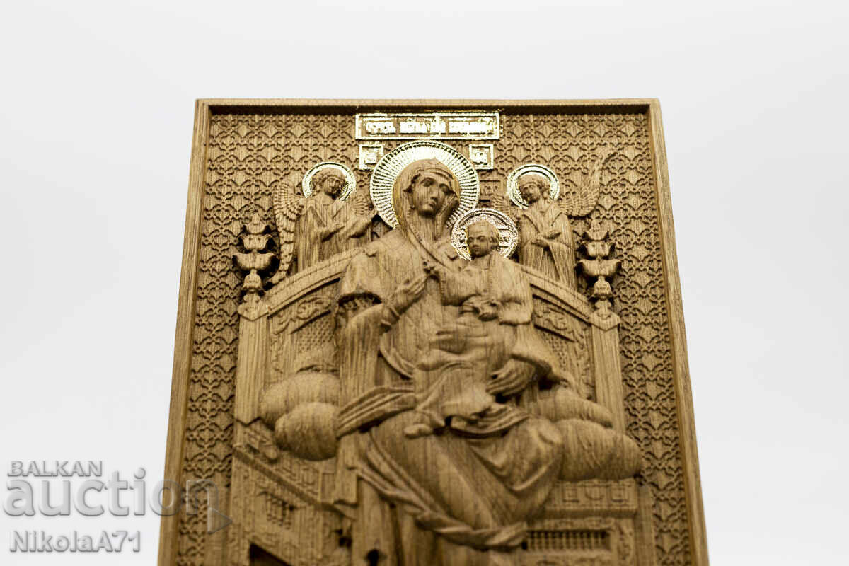 Icoana în relief aurit a Sf. Fecioara Maria (înscăunată)