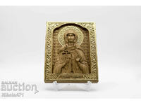 Gold-plated relief icon of Saint Petka from solid oak - 9k