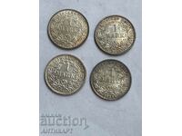 4 Silver Coins 1 Mark Germany Silver 1915 A E F J