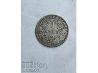 сребърна монета 1 марка Германия сребро 1873 D