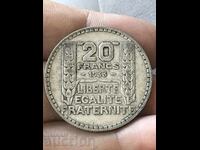 Γαλλία 20 φράγκα ασήμι 1933