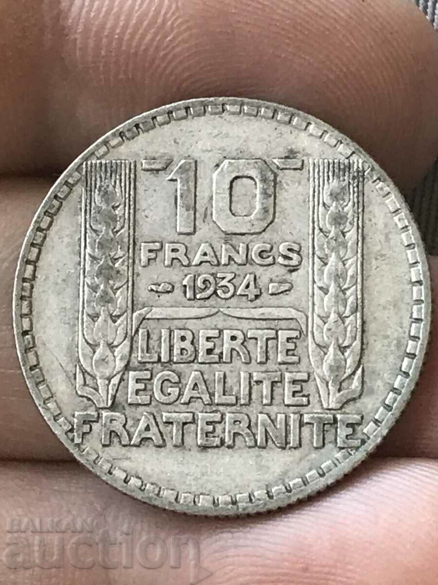 Франция 10 франка 1934 сребро