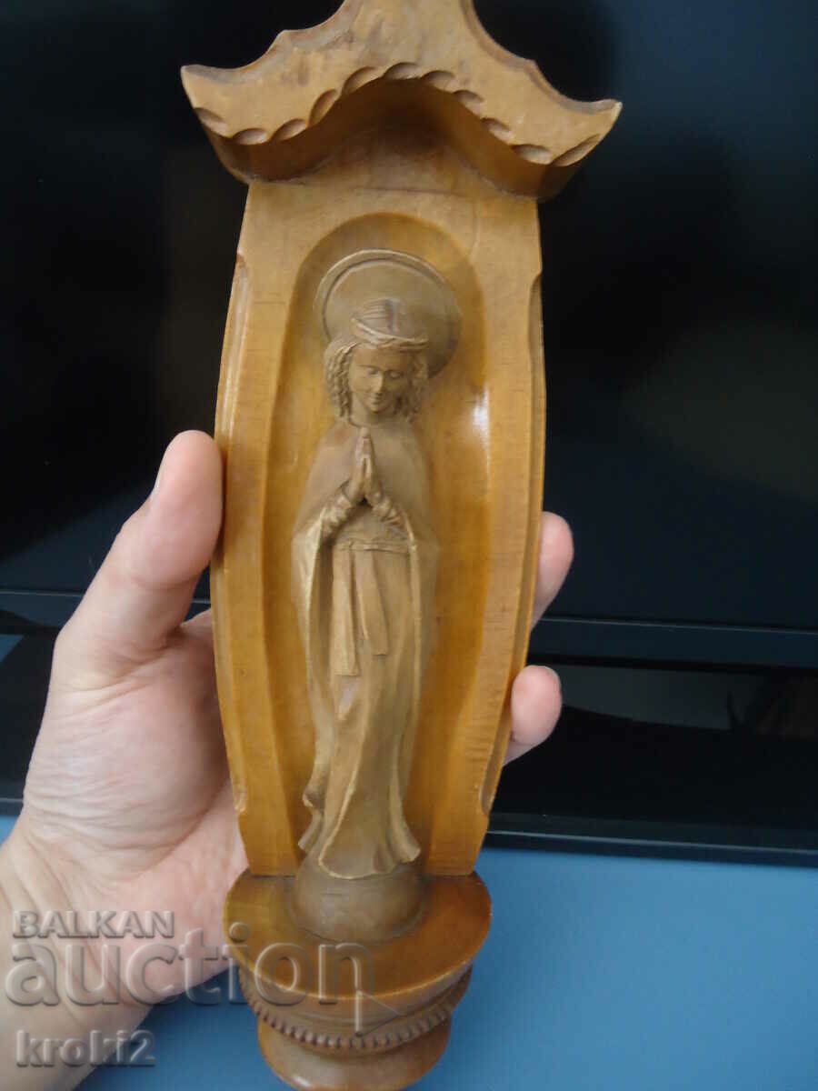 Veche sculptură în lemn figură religie madonna