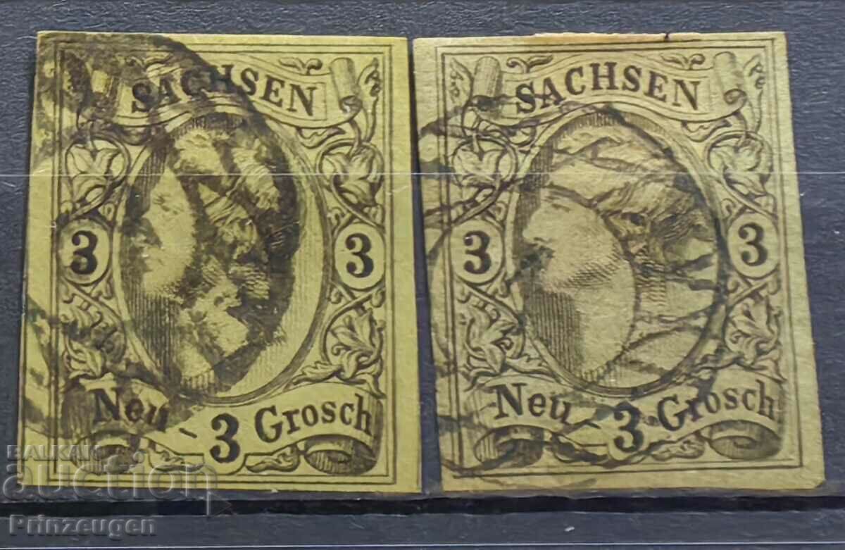 Germania Veche - Saxonia 1855 - Michel No 11 - ambele nuante