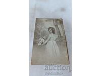 Postcard Girl in a white dress 1921