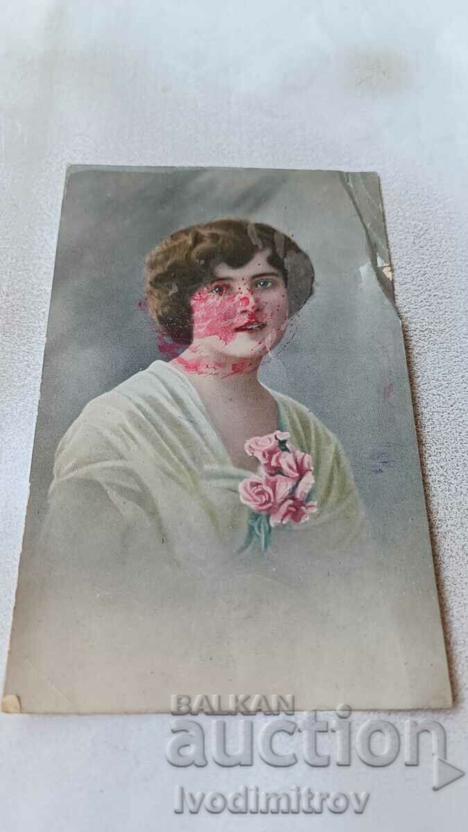 Пощенска картичка Младо момиче 1917 Цензурна комисия