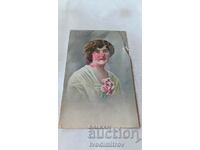 Carte poștală Young Girl 1917 Comisia de cenzură