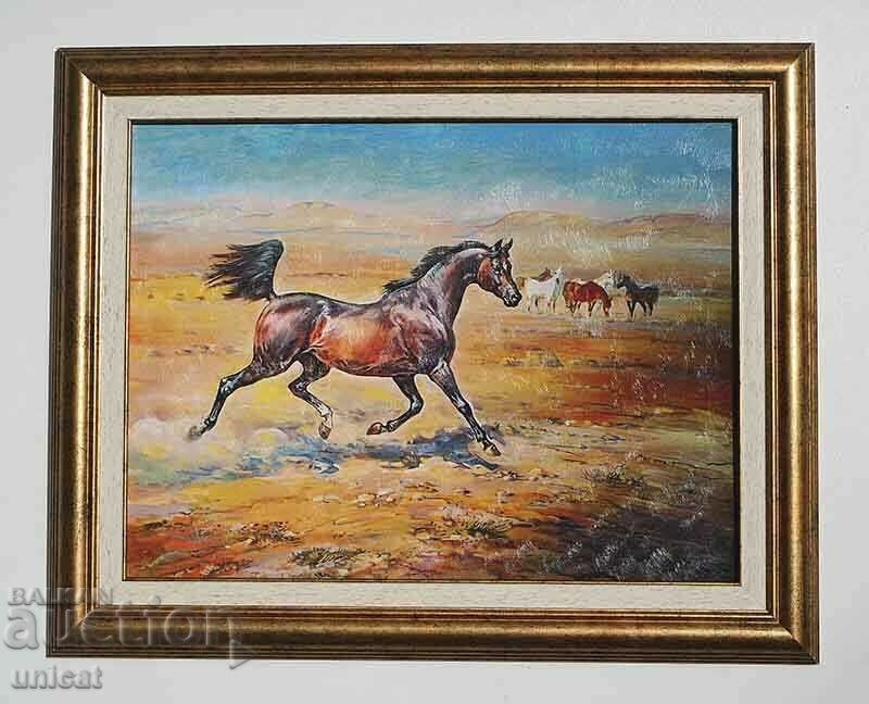 Horses on the prairie, framed picture