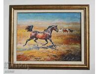 Horses on the prairie, framed picture