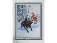 Глиган, диво прасе срещу кучета, зима, картина за ловци