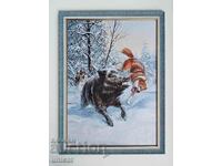 Boar, wild boar against dogs, winter, picture for hunters