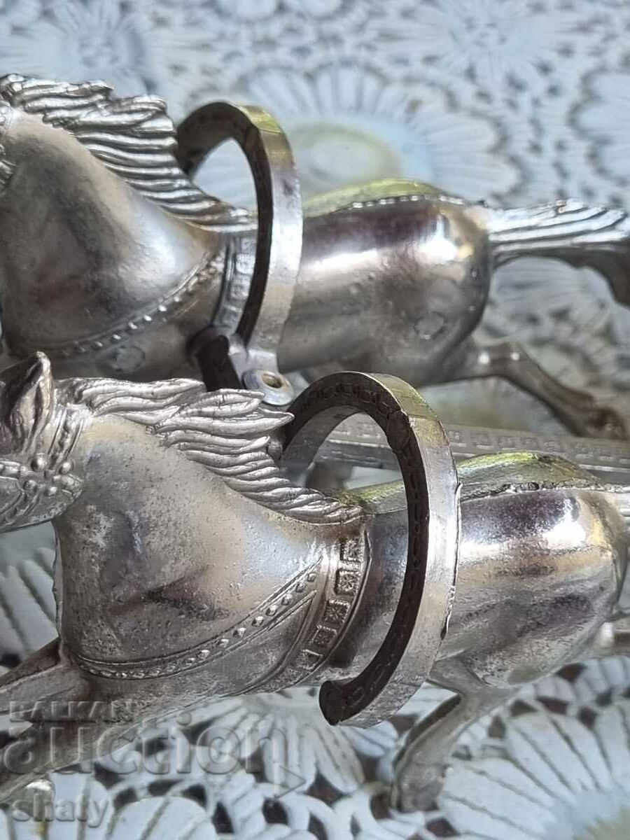 Auction  Metal candle holder. Horses. Warrior.