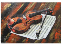 Picture Violin painted reproduction frame 40/55 cm, new