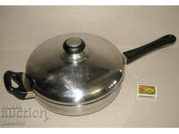 Frying pan 25.5 cm stainless Happy Baron lid 2 handles, preserved