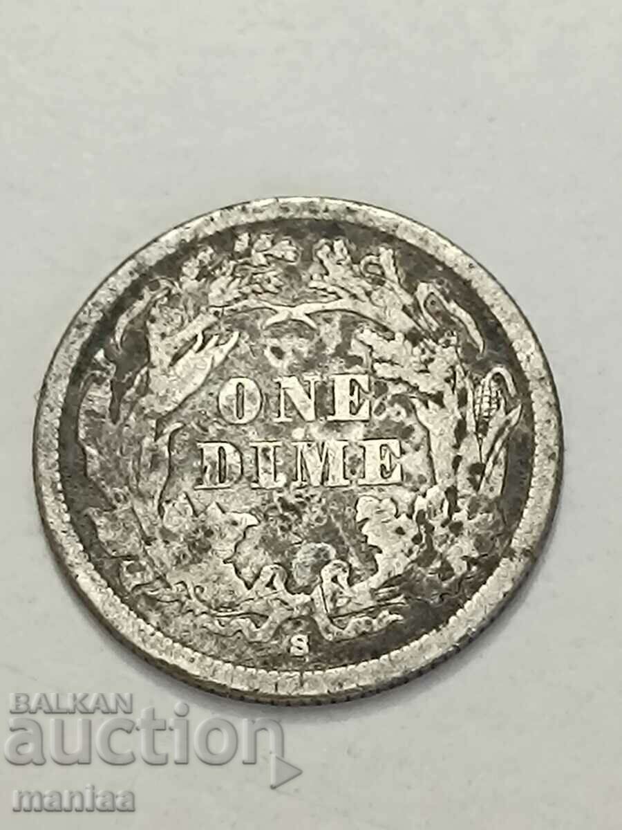 Extremely rare! One Dime 1861 - S (DIME) - 6 Extremely rare! One Dime 1861 - S (DIME) - 6