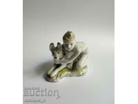 Russian Soviet porcelain figurine - LFZ - boy (border guard) with a dog