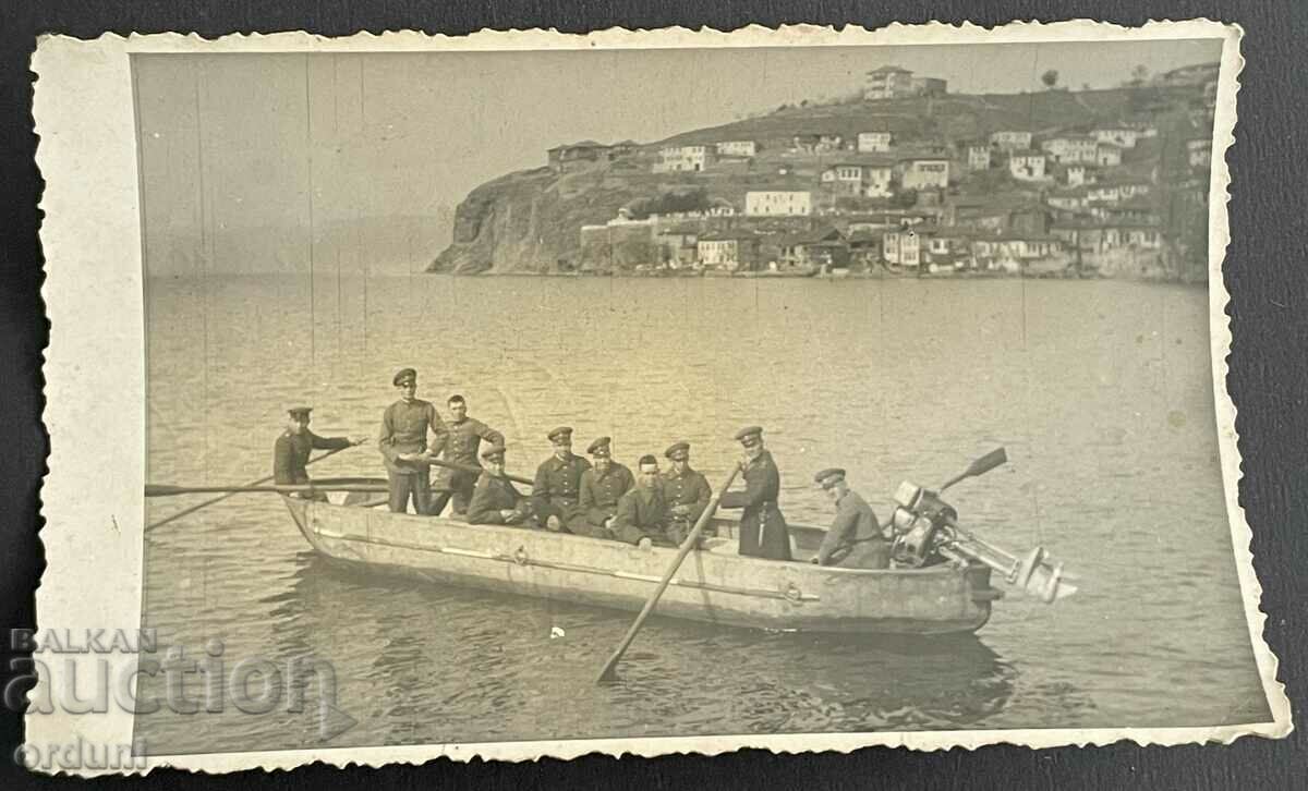 4334 Kingdom of Bulgaria soldiers boat Ohrid Macedonia VSV