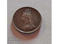 Moneda de argint de 3 pence Marea Britanie