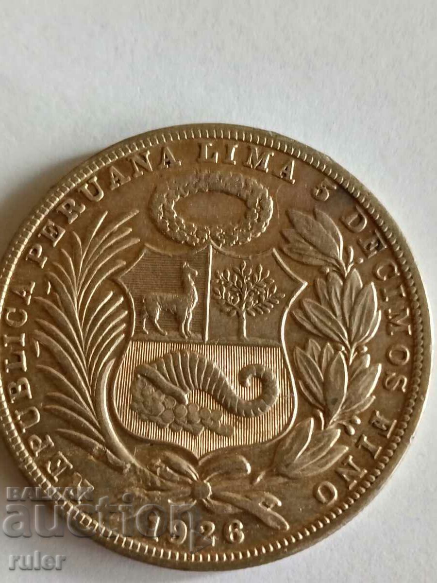 Peru 1 Sol 1926 24,94 gr. argint