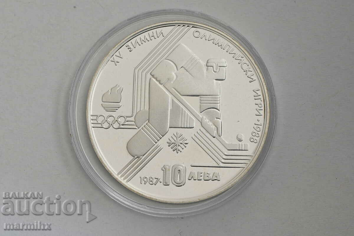 1987 Зимни Олимпийски Игри Калгари 10 Лева Сребърна Монета