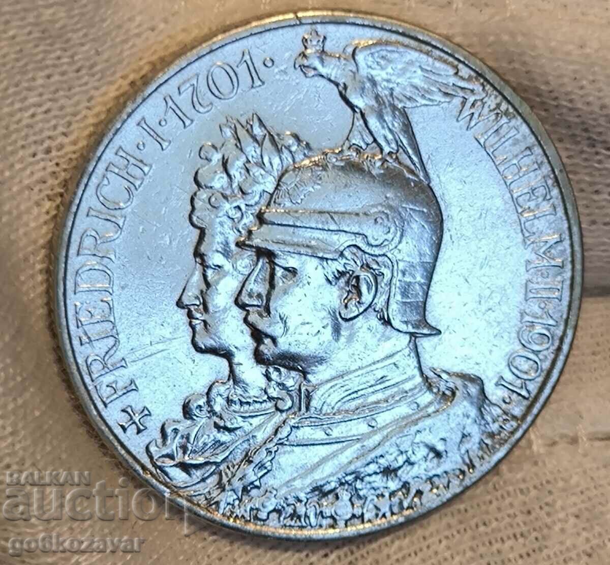 Германия прусия 2 марки 1901г Сребро !