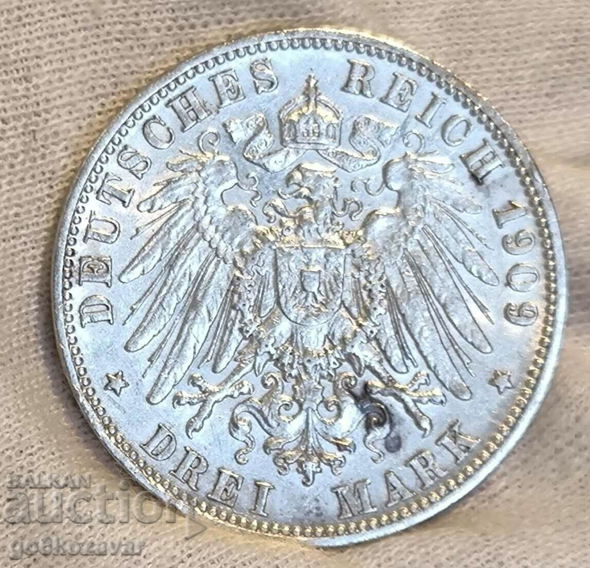 Delivery of Germany Württemberg 3 stamps 1909 Silver! Delivery of Germany Württemberg 3 stamps 1909 Silver!