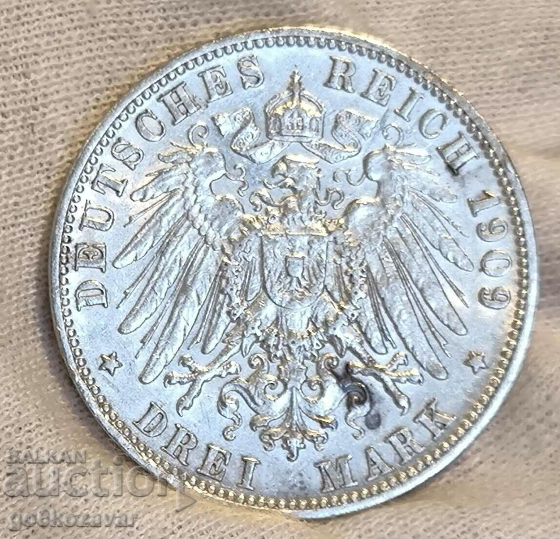 Delivery of Germany Württemberg 3 stamps 1909 Silver!