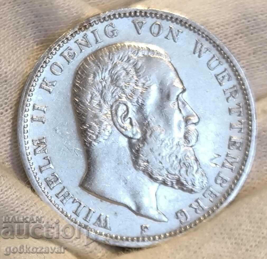 Германия Вюртемберг 3 марки 1909г Сребро!