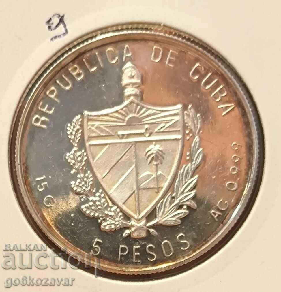 Licitație Cuba 5 pesos 1993 Argint! 9.999 Dovada UNC! Licitație Cuba 5 pesos 1993 Argint! 9.999 Dovada UNC!