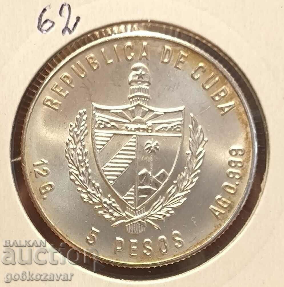Куба 5 песос 1981г Сребро 9,999 Тираж 5000бр UNC ! Рядка ! - 5