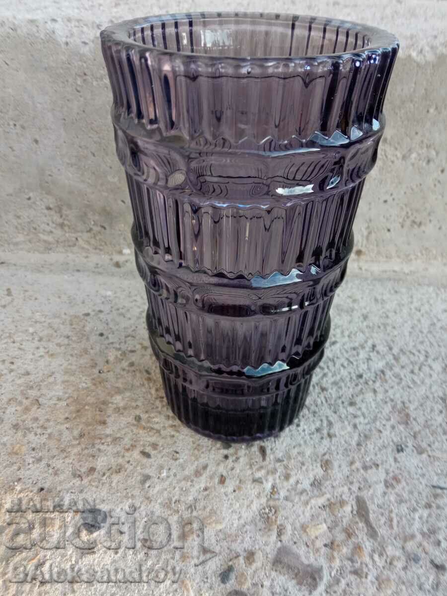 Heavy soca vase, colored glass