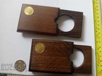 БНБ дървени кутии за МОНЕТИ,лот холдер златни монети