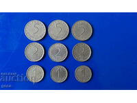 Lot de monede 1, 2 și 5 cenți 1999.