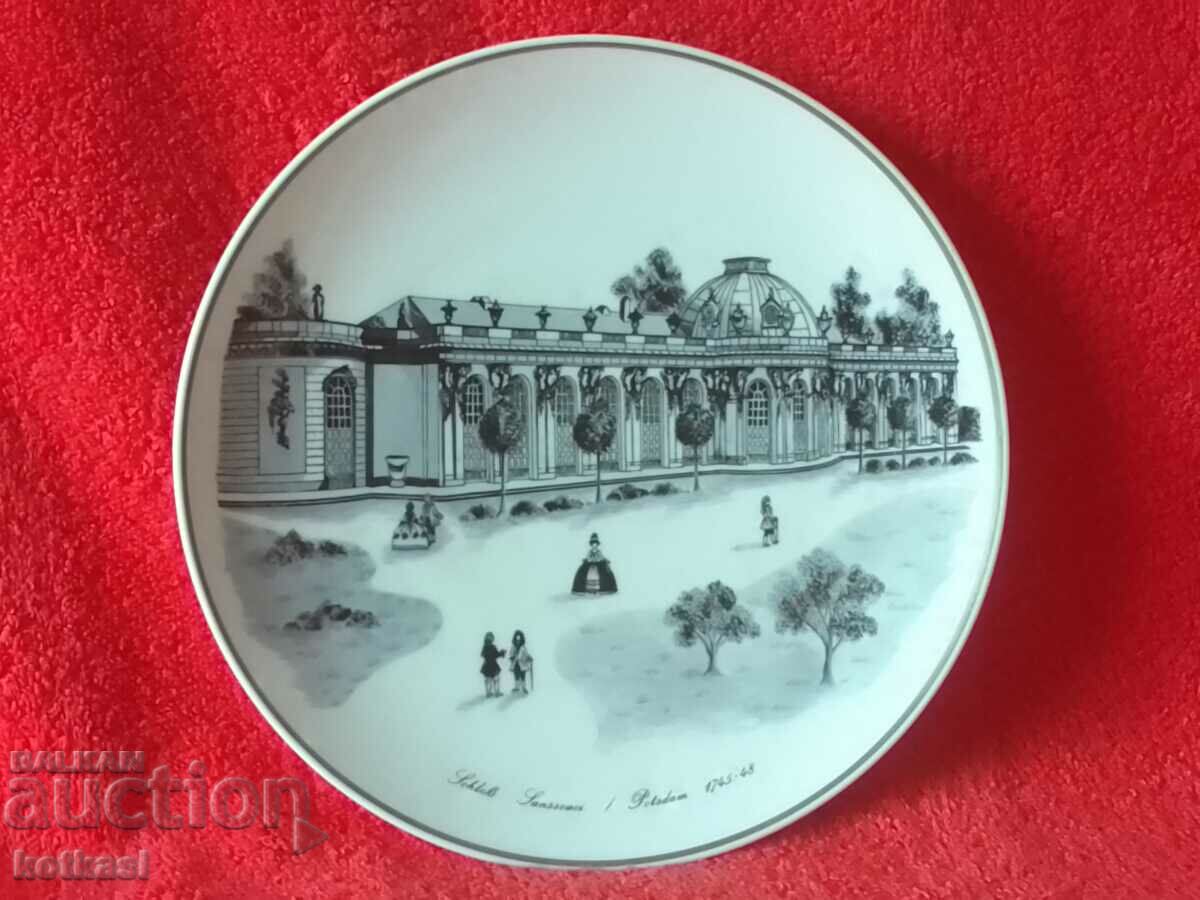 Стар порцелан чиния Кралска манифактура KPM Дворецът Сансуси