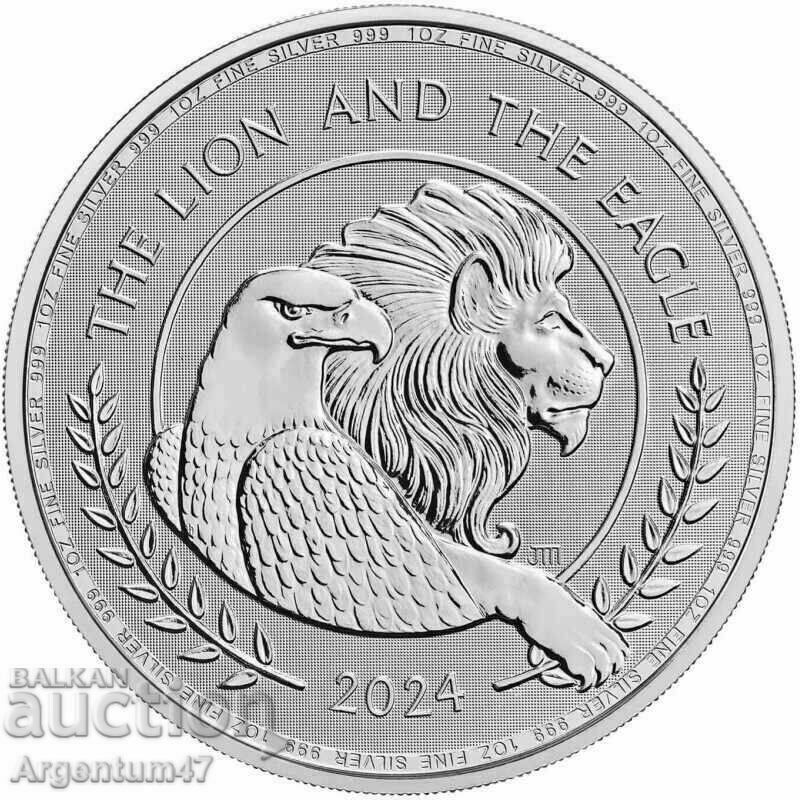 NEW!!! SILVER 1 OZ 2024 BRITAIN - LION AND EAGLE