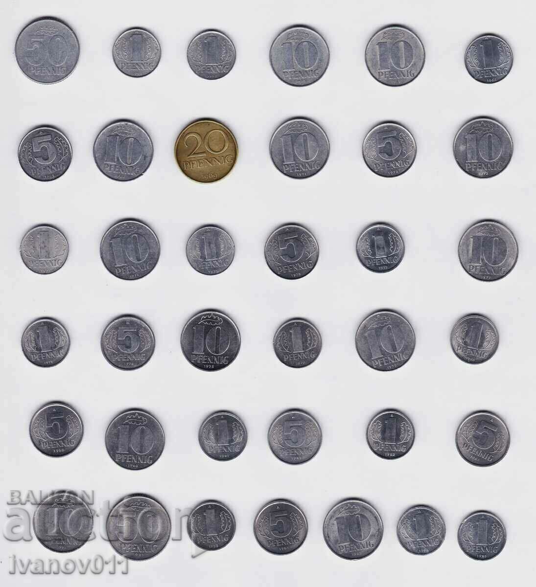 GDR - LOT OF 37 UNIQUE COINS - 1958 - 1985