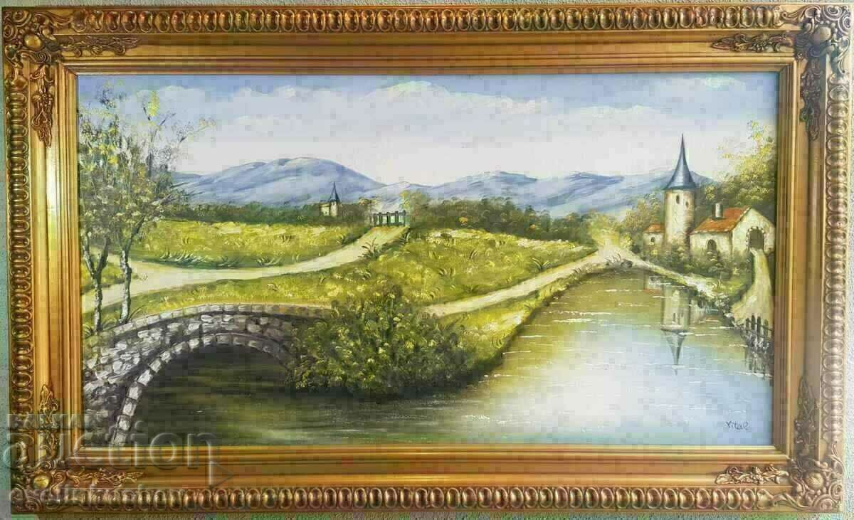 Auction  Large oil painting 128x77 cm with the frame signed VITAL