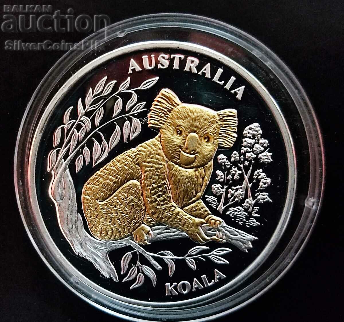 Argint 10 USD Koala Animale pe cale de dispariție 2005 Liberia