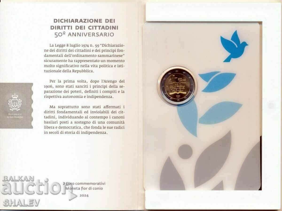 Livrarea 2 Euro 2024 San Marino /San Marino „Declarație de 50 de ani” - (2 euro)