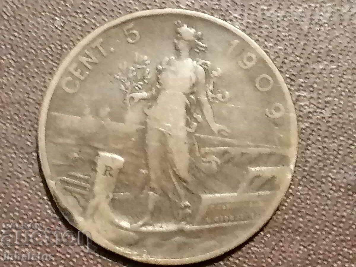 1909 5 centesims