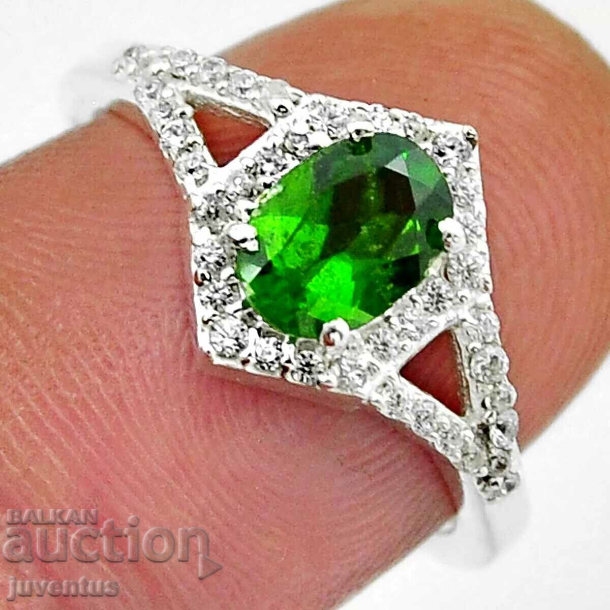 SILVER RING WITH CHROME DIOPSIDE (RUSSIA)