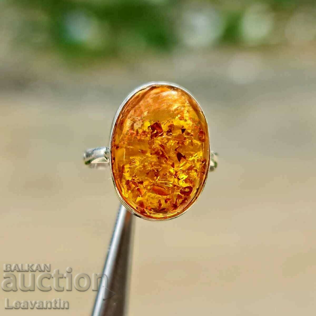 4928 Silver ring with Amber